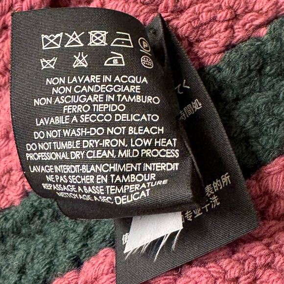 Auth Gucci X Long Thick Knit Pink Green Striped Muffler Stole Scarf - Picture 15 of 16